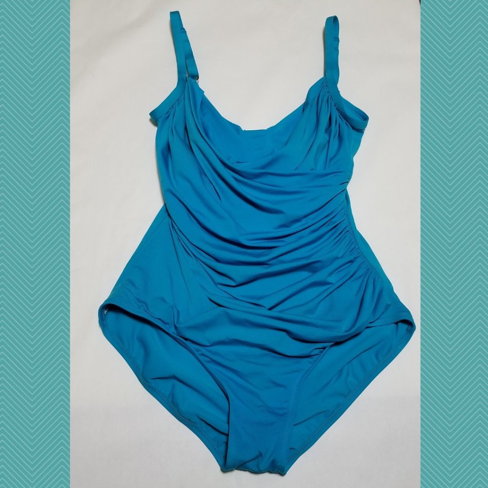 Jantzen Classics Blue Drape Surplice Swimsuit